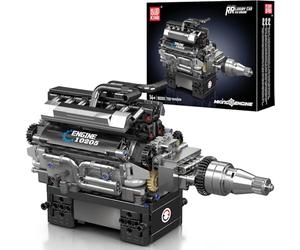 Mould King V12 Engine Building Blocks Set, 10205 Engine Model That Runs, Mini Engine Build Kit for Adults with Battery Box and Motor, Engineering Construction STEM Toy for Teens(733 Pcs)