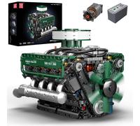 Mould King V8 Engine Double Turbo Eight Cylinder Green Building Block Toy No Box