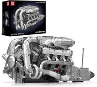 Mould King V8 Twin-Turbo Engine Model Kit That Runs, Mini Engines Building Bloc