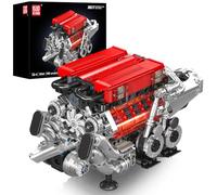 Mould King W16 Engine Building Blocks Set, 10163 Combustion Engine Model That Runs, Mini Engine Build Kit for Adults with Battery and Motor, Engineering Construction STEM Toy for Teens (952 Pcs)