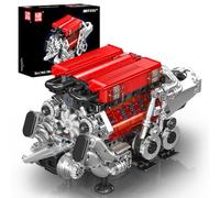 Mould King W16 Engine Model Kit That Runs - 955+ PCS Build Your Own Visible Combustion Model Engine Kit for Adults with Battery and Motor, STEM Car Engine Building Blocks Toys for Kids/Adults 8+ (Red)