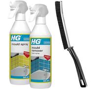 Mould Remover Spray, Mould Remover Foam Spray and Crevice Cleaning Brush bundle - HG Mould Spray 500ml, HG Mould Remover Foam Spray 500ml, and Crevice Grout Brush - Black Mould Remover Spray & Mildew