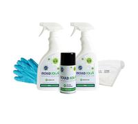 Mould solve Advanced Initial Response Box - Complete Mould Treatment and Safety Kit. Includes: 2 × 750ml Mould Cleaner & Eradicator Sprays, 1 × Air Sanitiser Aerosols, FFP3 Mask, Gloves & Cloth.