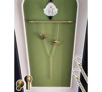 Moulding Picture Rail Hanging Kit with Brass Chains, Antique Gold Gallery Art Track Display with End Cap, Home School Walls Picture Rod Hangers
