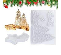 Moulds for Christmas Candle Holder, Heat Resistant Festive Casting Moulds, Christmas Tea Light Candle Holder Made of Silicone Moulds, for Plaster, DIY Decorations for Crafts Projects and Ornaments