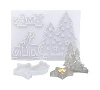 Moulds for Christmas Candle Holder, Reusable Flexible Casting Moulds, Christmas Tea Light Candle Holder Made of Silicone Moulds, for Plaster Arts and Crafts Projects, Ornaments, Aromatherapy