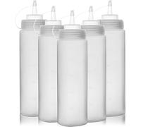 MOULDY TOOLS 5 x 450ml Squeeze Sauce Bottles, Sauce Dispensers for Condiments 16oz PACK 5, for Ketchup, Oil, Salad Dressing, BBQ, as Condiment Bottle for Crafts