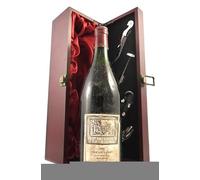 Moulin a Vent 1966 (Red wine) vintage wine in a silk lined wooden box with four wine accessories, 1 x 750ml