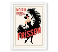 Moulin Rouge Dance Vintage Framed Wall Art Print A1 (84.1×59.4cm) White, Wall Decor for Living Room, Bedroom, Office & Home, Ready to Hang, Art Gift