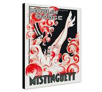 Moulin Rouge Mistinguett Vintage Cabaret Wall Art - Wrapped Framed Canvas Wall Art (A1 [81cm x 61cm])