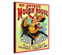 Moulin Rouge - Paris - Dance Vintage Wall Art - Wrapped Framed Canvas Wall Art (A2 [61cm x 41cm])