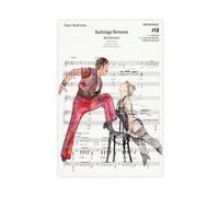 Moulin Rouge Sheet Music Art Set Canvas Poster Wall Art Decor Print Picture Paintings for Living Room Bedroom Decoration 12x18inch(30x45cm)