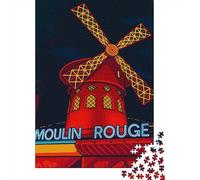 Moulin Rouge Windmill 1000 Pc Extra-thick Cardboard Jigsaw Puzzle Bundle Couple Partners Concentration Training Gift Idea 52x38cm/1000pcs