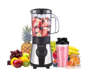 Moulinex Blend&Go Portable Blender with Travel Bottle, 750 ml, 300W Power, Compact and Easy to Clean Design, Stainless Steel Blenders, Easy to Use Mini Smoothie Blender, LM1B1D