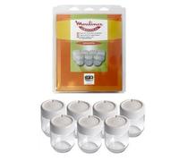 Moulinex Set of 7 Minimalist Yogurt Pots, 1 Liter, Transparent/Green, Clip-On Closure, Dishwasher Safe