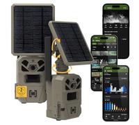 Moultrie Edge Solar Cellular Trail Camera - 2 Pack - Integrated Solar Panel with Battery - 40MP - 1080p Video - Low-Glow Flash - Multi-Carrier Auto-Connect - Built-in Memory - 0.4s Trigger Speed