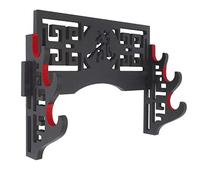 Moumou Sword Wall Mount Holder, 3 Tier, Wood, Velvet Protect, for Katana Wakizashi Genji and Samurai Swords (Dragon)