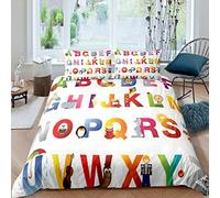 MOUMOUHOME Toddler Bedding Set Rainbow Color ABC Alphabet 3D Digital Printing, Cartoon Animals Duvet Cover Set Single Size White Background No Comforter