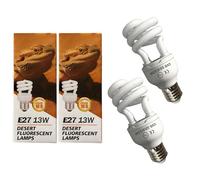MouMouPurr 2-Pack E27 Reptile UVB Light Bulb 13W UVA UVB 10.0, Compact Fluorescent Lamp for Bearded Dragon, Tortoise, Lizard, Suitable for Desert Reptile Vivarium Tank