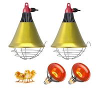 MouMouPurr 2 Set Infrared Heat Lamp for Poultry, 150W & 250W Heating Bulb with 2.5m Cable & 2m Hanging Chain, 2 Energy-Saving Switches, Brooder Bulb for Chickens, Ducks, Puppies, Piglets & Livestock