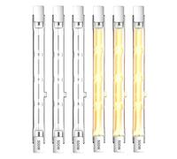 MouMouPurr 6 Pack R7S 118mm T3 500W Halogen Bulbs, Dimmable J-Type Double Ended Warm White 2700K, 5000lm, R7S J118 Light Bulbs 230V for Work, Security, Landscape Lights, Floor Lamps