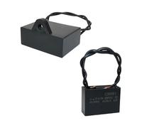 MOUMOUTEN 2Pcs CBB61 Staring Capacitor, 2uF/500V Ceiling Fan Motor Starting and Run Capacitor with 2 Wires for Ceiling Fans, Exhaust Fans, Range Hoods