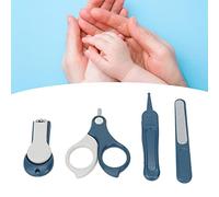 MOUMOUTEN Baby Nail Kit, 4 in 1 Manicure Set, Hygiene Tools, Pedicure Kit, Nail Clippers, Scissors, Nail Files and Tweezers for Newborn Babies(blue)
