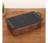 MOUMOUTEN BBQ Grill Pan, Japanese Style BBQ Grill, Multi Function Barbecue Baking Tray Smokeless Non Stick Aluminum Alloy Barbecue Plate, Portable Tabletop Barbecue Grill