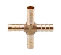 MOUMOUTEN Brass Hose Barb, 4 Way Union Fitting Pipe Cross Intersection Barb Splicer Mender Joiner Hose Fitting Adapter Connector for Air Water Oil（8MM）
