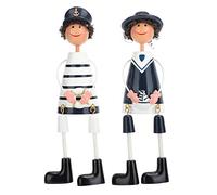 MOUMOUTEN Charming Long Legged Wooden Dolls, Vibrant Cartoon Puppets for Home Office Decor, Friendly Table Ornaments(Navies)