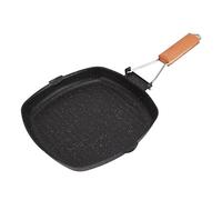 MOUMOUTEN Folding Handle Induction Skillets, Square Nonstick Griddle Pan Frying Pan, Stovetop Grill Pan for Grilling Bacon, Steak, Fish and Meats(24 * 24cm)