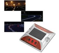 MOUMOUTEN LED Solar Power Ground Marker Lights - 10.3x10.5cm Road Marker Lights Highway Ground Marker Lights Safe Nighttime Navigation(red)