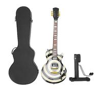 MOUMOUTEN Miniature Guitar Model - 9.8in Basswood Electric Guitar Model, Black White Circle Guitar Model Display Replica - Desk Decor for Collectors Collectors and Music Enthusiasts