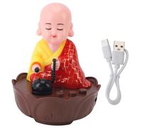 MOUMOUTEN Musical Nodding Monk Figurine, Moving Head Buddha Statue with USB Charging Cable, Chanting Buddha Sculpture for Home, Office, Car, and More (Red)