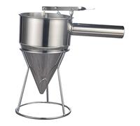 MOUMOUTEN Pancake Batter Dispenser, Stainless Steel Funnel with Stand for Takoyaki & Waffles, Kitchen Tool, Silver