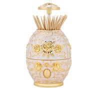 MOUMOUTEN Retractable Toothpick Holder, Portable Zinc Alloy Toothpick Container Flower Pattern Egg Style Toothpick Dispenser Hand Press Toothpick Box(Gold)