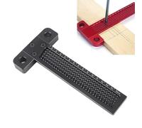 MOUMOUTEN T Type Ruler, 5-159mm 0 X 10 X 1.5cm T Square Hole Scribing Aluminum Alloy Woodworking Marking Measuring Tool Carpentry Squares for Woodworking Construction
