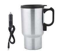 MOUMOUTEN Travel Kettle, 450ml 12V Kettle Portable Electric Car Kettle, Stainless Steel Car Coffee Mug, Electric Kettle Water Heating Cup for Heating Water Coffee Tea with Power Plug