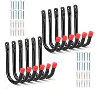 Moundnaik Heavy Duty Steel Garage Storage Hooks, Wall Mounted J Utility Hanger, Each Hook Holds Up to 20KG (14cm x 9cm)