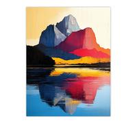 Mount Assiniboine Abstract Mountain Lake Landscape Wall Art Print Artery8 Multi W24 inch x H32 inch