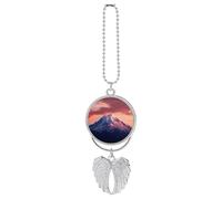 Mount at Sunset Car Hanging Pendant, Zinc Alloy Rearview Mirror Charms - Relieve Visual Fatigue, Vintage Keychain Pendant, Lucky Car Interior Hanging Decoration, Silver-Style