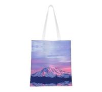 Mount At Sunset Fashion Canvas Tote Bag With All Over Print Design, Large Reusable Shopper Tote With Double Handles,Beach Tote, Weekend Bag
