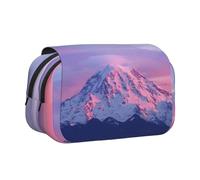 Mount at Sunset Flip-Top Double-Layer Pencil Case,Large Capacity (Holds 50 Pens/Pencis),Full-Print Durable Polyester School Office Supplies