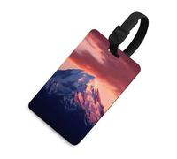Mount at Sunset Luggage Tags with ID Card, Durable Travel Bag Tags, Waterproof Name Tag for Suitcases, Backpacks & Travel Cases Black-Style