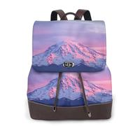 Mount at Sunset Print Women Fashion Backpack Ladies Pu Leather Backpacks Handbag Waterproof Rucksack Travel Backpack with Flap