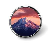 Mount at Sunset Round Badge for Men Women, Durable & Stylish Lapel Pins, Lightweight Metal Badges for Shirts, Jackets, Hats