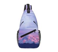 Mount At Sunset Unisex Chest Sling Bag With Multi-Pocket Design,Large Capacity Crossbody Bag Durable Polyester Adjustable Strap For Daily Commute Travel