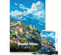 Mount Athos Greece Jigsaws 1000 Pieces for Teenagers Tension Relief Snug Joint Playful Challenge Art Decor (38x26cm)