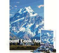 Mount Cook∕Aoraki, New Zealand Jigsaw Puzzles for Teenagers 1000 Piece Logic Build Sharp Color Fun Hobby Art Work (38x52cm)