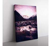 Mount Cook In New Zealand In Abstract Modern Canvas Wall Art Print Ready to Hang, Framed Picture for Living Room Bedroom Home Office Décor, 60x40 cm (24x16 Inch)